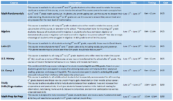 Summer School 2024 Course Offerings table